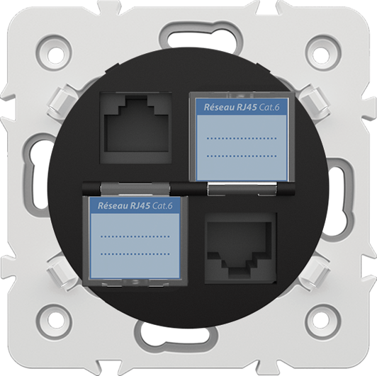 PRISE RJ45X2 CAT.6 + OBTURATEURS